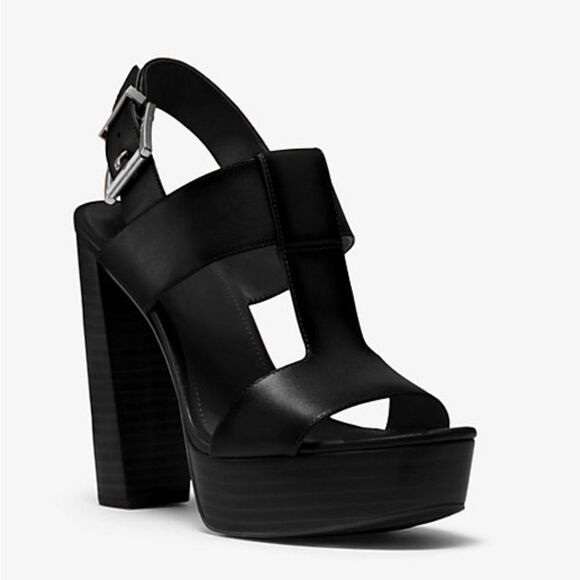 Michael Kors Becker Burnished Leather Platform Sandals Size 10 - Picture 2 of 6